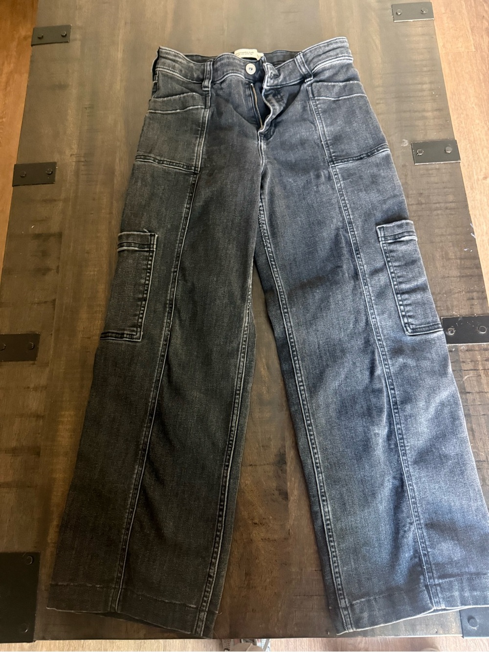 abercrombie kids Black Washed Cargo Jeans
